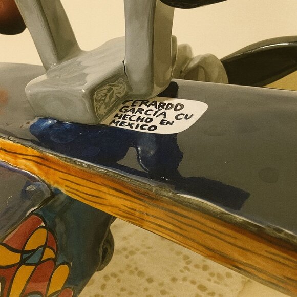 Rare Talavera Pottery Day Of The Dead Airplane Bi Plane Gerardo Garcia - Picture 8 of 9